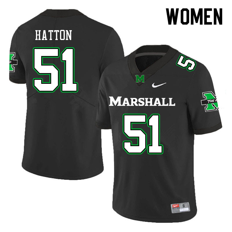 Women #51 Sherman Hatton Marshall Thundering Herd College Football Jerseys Sale-Black - Click Image to Close